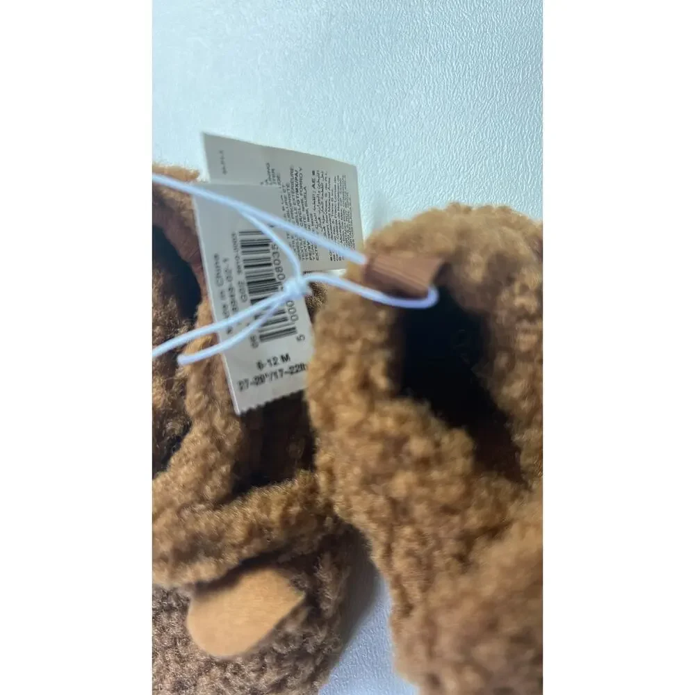 Old Navy Baby Fuzzy Bear Slippers Shoes Sz 6-12M